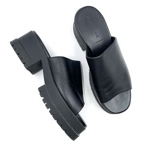 Robert Clergerie Wiam Platform Sandals Slides Mules Black Leather